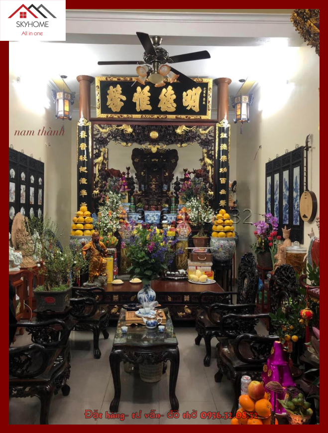 Hoành phi gỗ phòng thờ chữ Minh đức duy hương